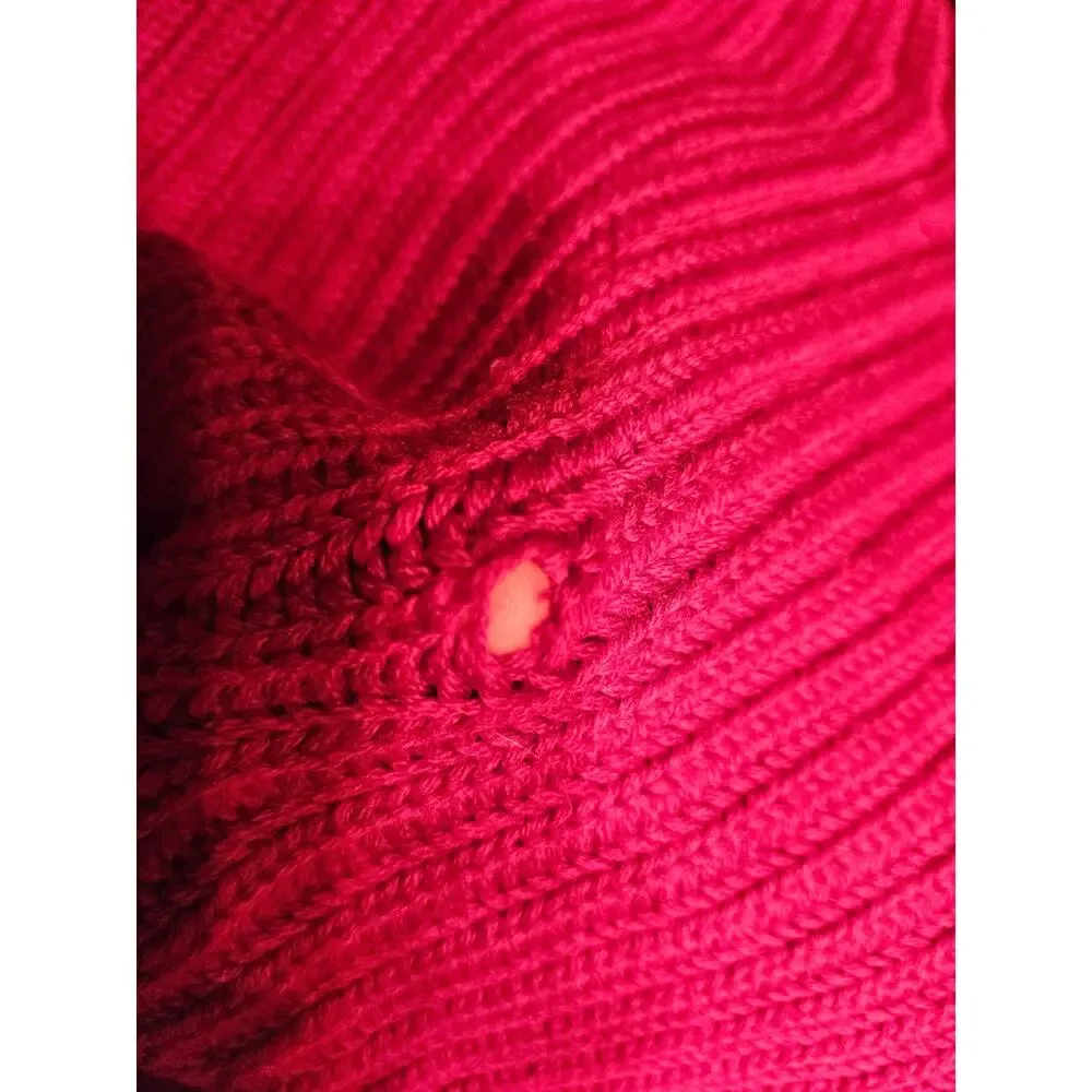 Eileen Fisher Raspberry Red Open-Front Ribbed Knit Cardigan - Picture 12 of 16